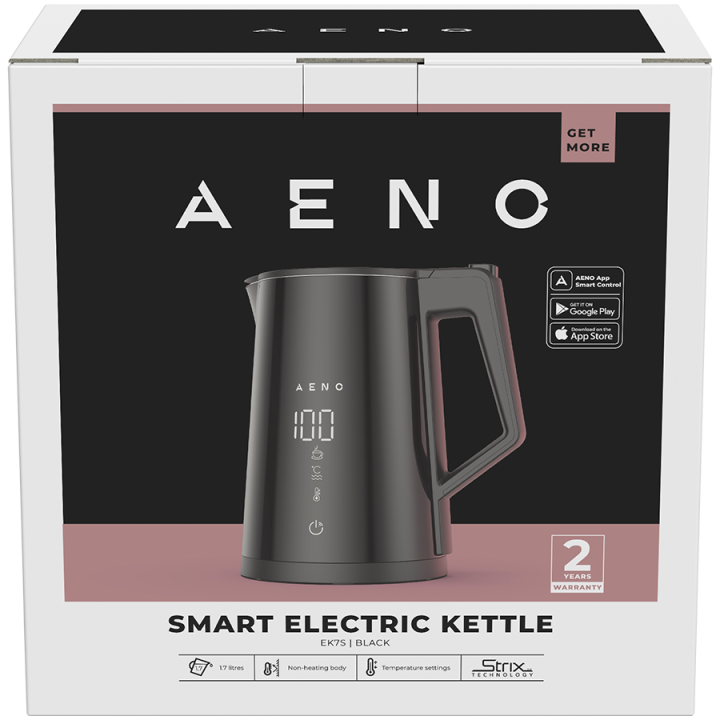 AENO Electric Kettle EK7S Smart: 1850-2200W, 1.7L, Strix, Double-walls, Temperature Control, Keep warm Function, Control via Wi-