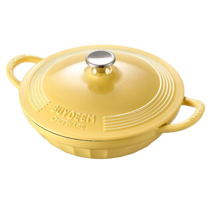 BUYDEEM Enameled Cast Iron Dutch Oven, model CP581, color Mellow Yellow