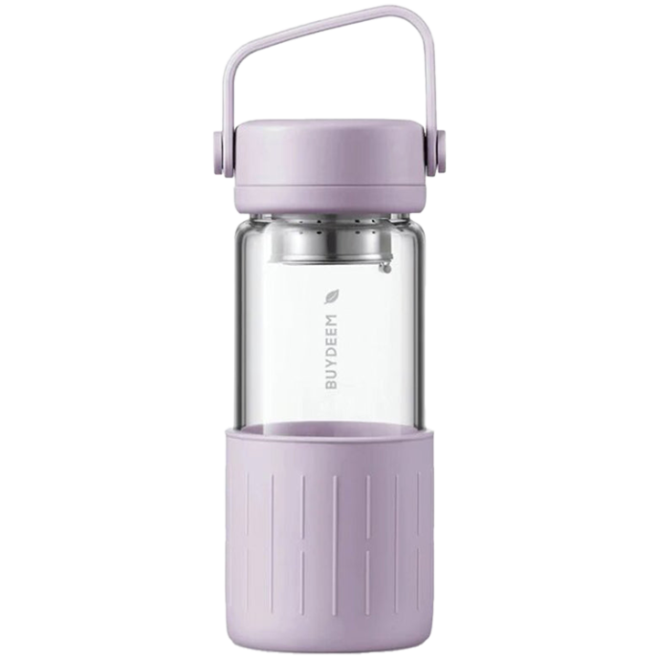 BUYDEEM Portable glass tea bottle 400 ml, model CD1008, color Petal Purple