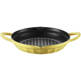 BUYDEEM Enameled Cast Iron Grill Pan 26 cm, model CP553, color Mellow Yellow