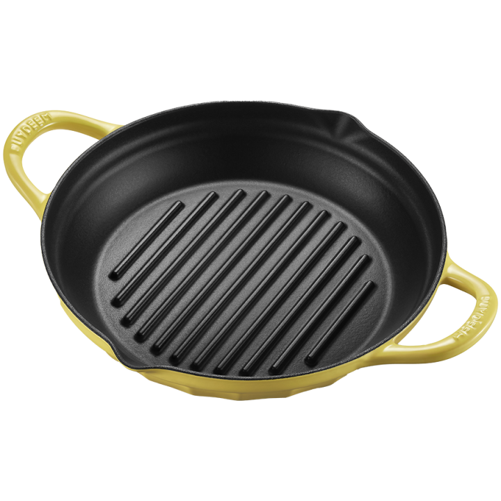 BUYDEEM Enameled Cast Iron Grill Pan 26 cm, model CP553, color Mellow Yellow