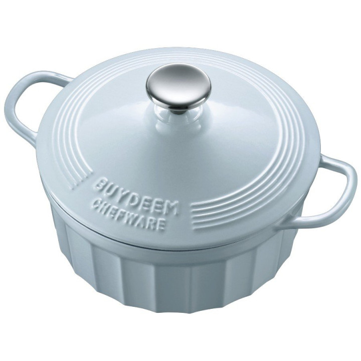 BUYDEEM Enameled Cast Iron Dutch Oven 2,9L, model CP521, color White Blue