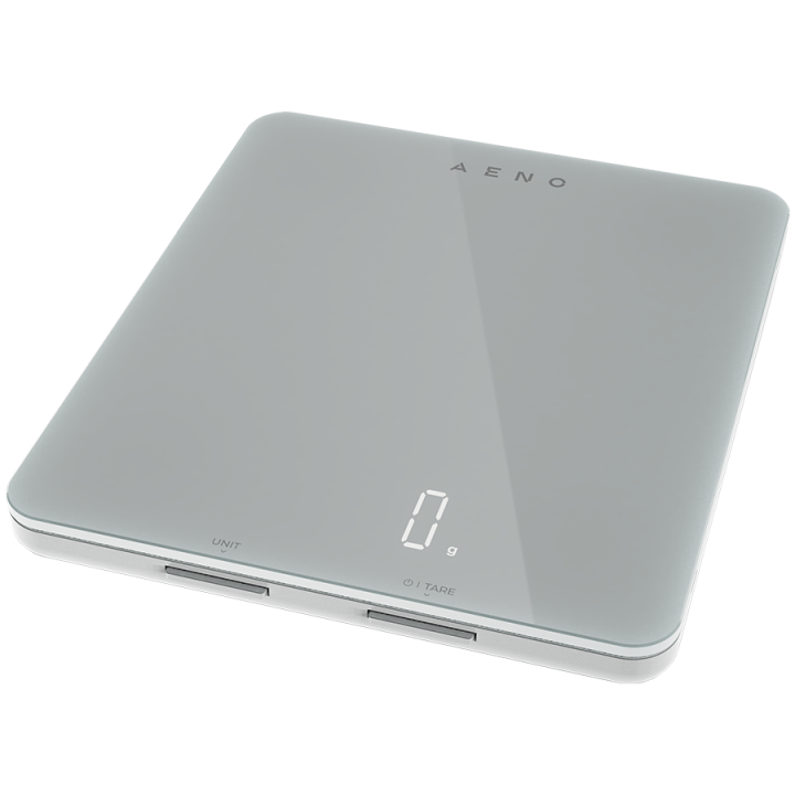 AENO Kitchen Scale KS1S Smart, Max load - 8 kg, Bluetooth, 10,000+ products & meals, 25 indicators analysis, Coffee mode, 6 unit