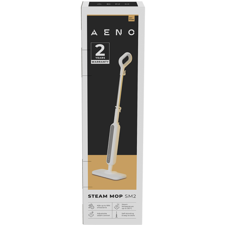 AENO Steam Mop SM2: 1200W, 130°C, IPX4, Tank Volume 275mL, 3 steam modes, self-standing