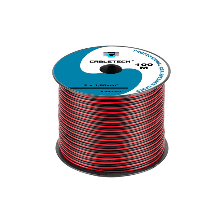 CABLU DIFUZOR CCA 2X1.00MM ROSU/NEGRU 100M