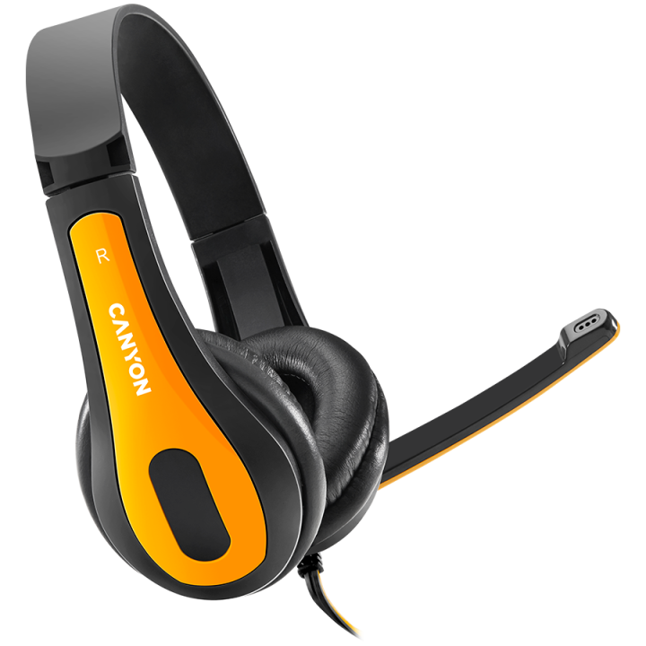 CANYON PC headset HSC-1 PC Mic Flat 2m Black Yellow