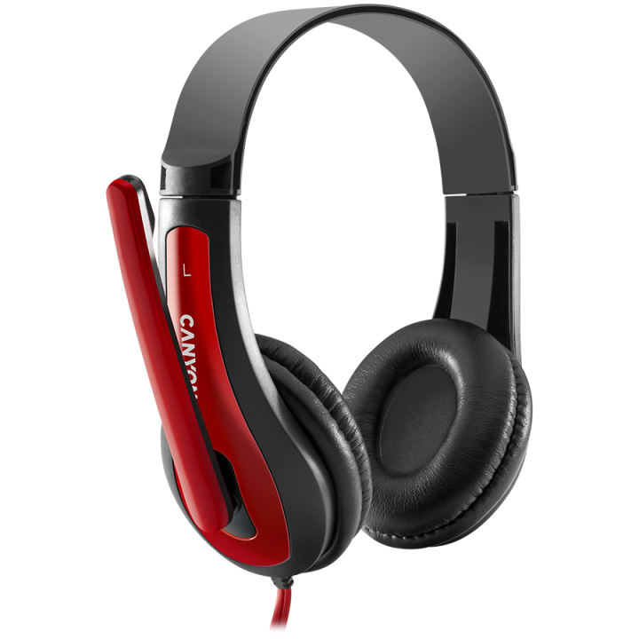 CANYON PC headset HSC-1 PC Mic Flat 2m Black Red