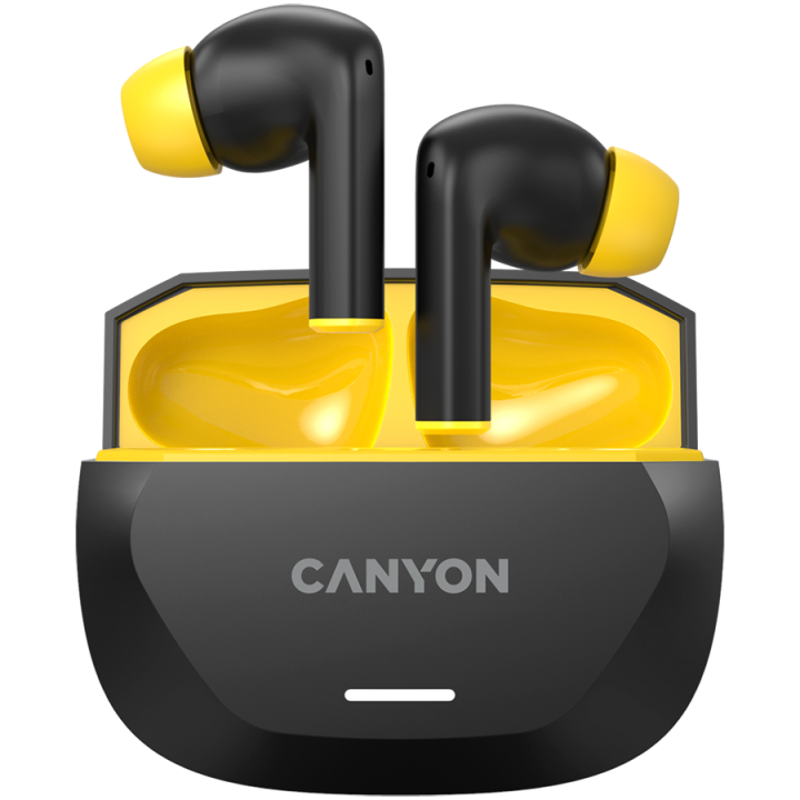 CANYON headset HEXAGON 7 TWS ANC+ENC Wireless Charge Black Yellow