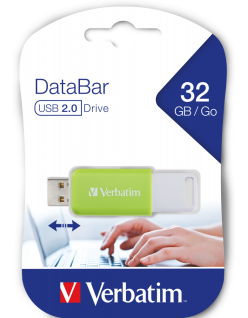 MEMORIE USB VERBATIM DATABAR 32GB USB 2.0 VERDE "49454" (TIMBRU VERDE 0.03 LEI)