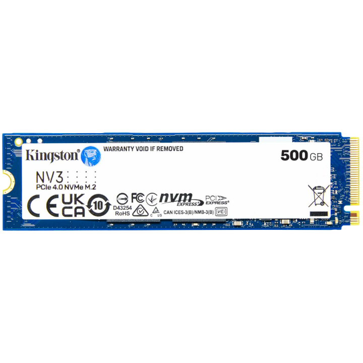 Kingston 500GB NV3 SSD M.2 2280 PCIe 4.0 NVMe, Read: 5,000/ Write: 3,000MB/s