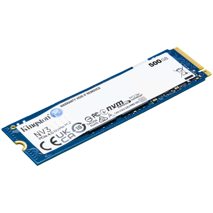 Kingston 500GB NV3 SSD M.2 2280 PCIe 4.0 NVMe, Read: 5,000/ Write: 3,000MB/s
