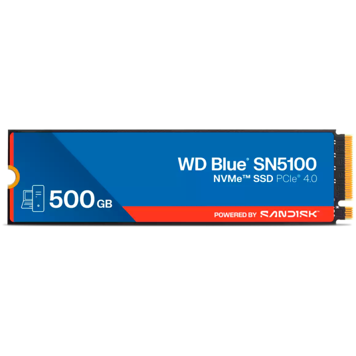 SSD WD Blue SN5100 500GB M.2 2280 PCIe Gen4 x4 NVMe QLC 3D, Read/Write: 6600/5600 MBps, IOPS 660K/1100K, TBW: 300, powered by Sa