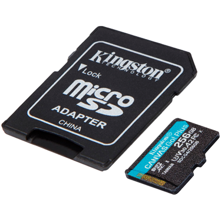 Kingston 256GB microSDXC Canvas Go Plus Gen4 200MB/s A2 U3 V30 Card + Adapter