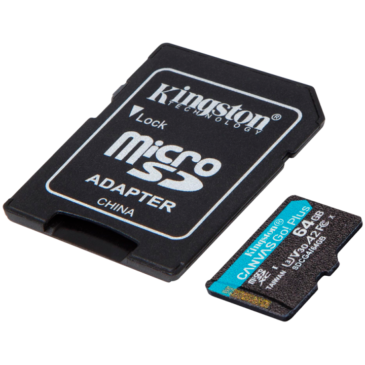 Kingston 64GB microSDXC Canvas Go Plus Gen4 200MB/s A2 U3 V30 Card + Adapter