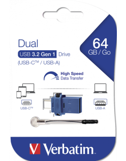 MEMORIE USB VERBATIM StoreNGo DUAL 64 GB USB 3.0+ USB C 64GB "49967" (TIMBRU VERDE 0.03 LEI)
