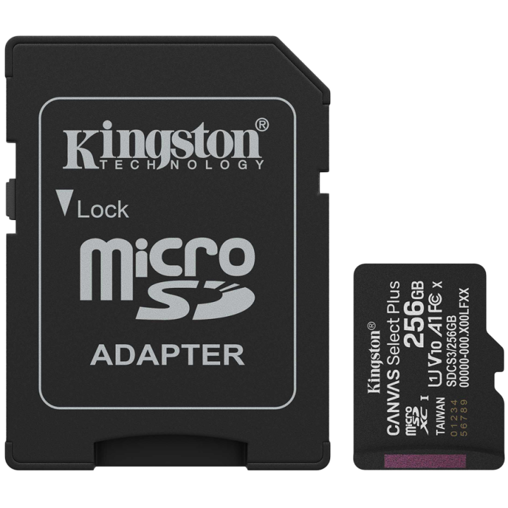 Kingston 256GB microSDXC Canvas Select Plus Gen3 150MB/s A1 Card + Adapter