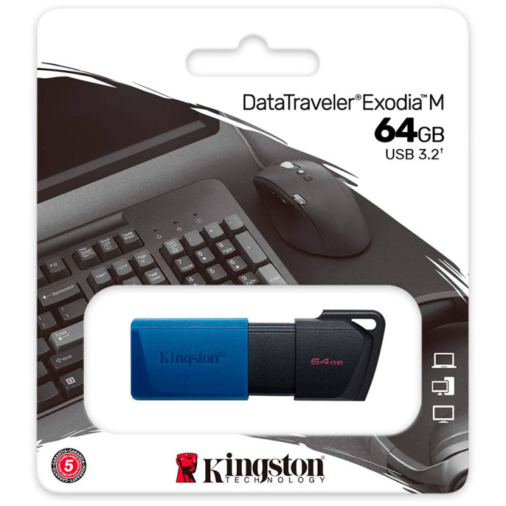 Kingston 64GB USB3.2 Gen 1 DataTraveler Exodia M (Black + Blue)