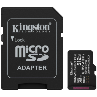 Kingston 512GB microSDXC Canvas Select Plus Gen3 150MB/s A1 Card + Adapter
