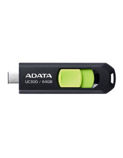 MEMORIE USB Type-C 3.2 ADATA 64 GB, retractabila, carcasa plastic, negru / verde "ACHO-UC300-64G-RBK/GN" (timbru verde 0.03 lei)