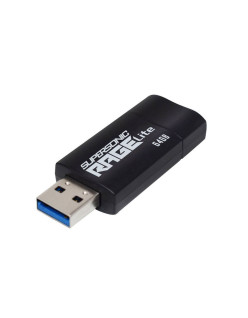 MEMORIE USB 3.2 PATRIOT Supersonic Rage Lite, 64 GB, protectie slide, negru, "PEF64GRLB32U" (timbru verde 0.03 lei)