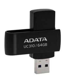 MEMORIE USB 3.2 ADATA 64 GB, protectie slide laterala, carcasa plastic, negru, "UC310-64G-RBK" (timbru verde 0.03 lei)