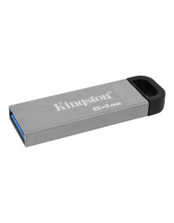 MEMORIE USB 3.2 KINGSTON 64 GB, clasica, carcasa metalic, argintiu, "DTKN/64GB" (timbru verde 0.03 lei)