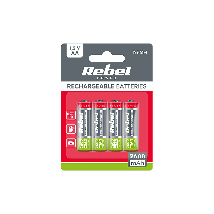 ACUMULATORI NI-MH AA R6 2600MAH BLISTER 4 BUC REBEL
