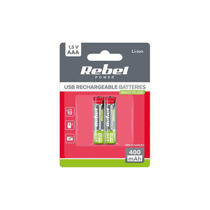 ACUMULATORI LI-ION AAA R3 400MAH USB-C BLISTER 2 REBEL