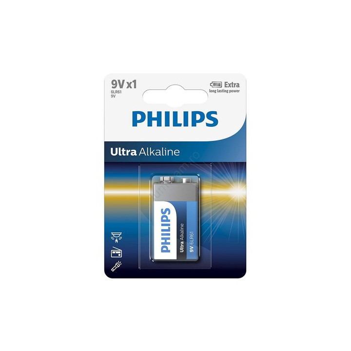 BATERIE ULTRA ALKALINE 9V BLISTER 1 BUC PHILIPS