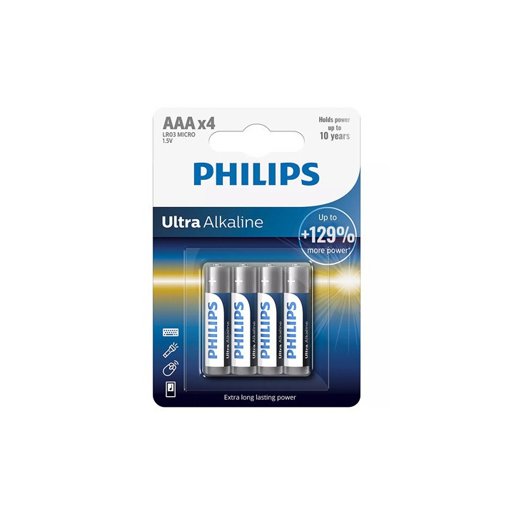 BATERIE ULTRA ALKALINE LR3 AAA BLISTER 4 BUC PHILIPS