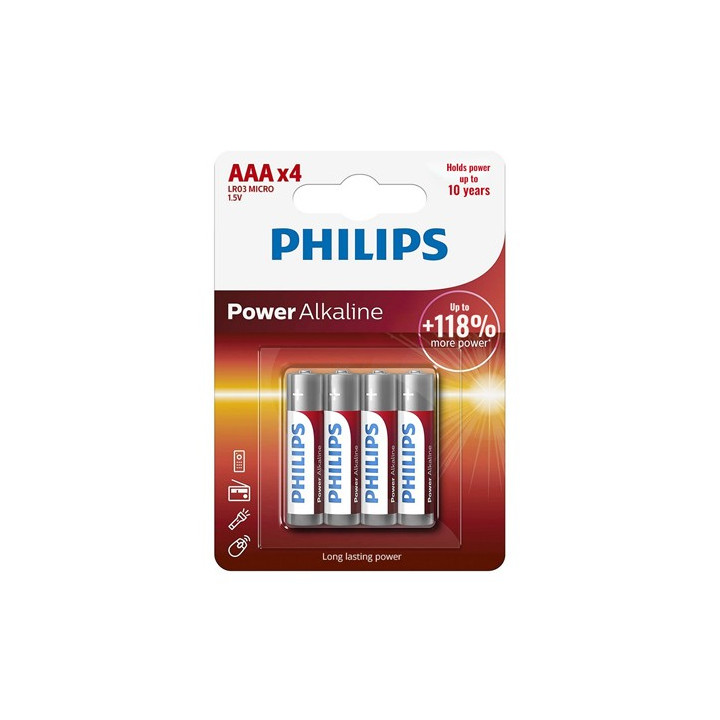 BATERIE POWER ALKALINE LR3 AAA BLISTER 4 BUC PHILIPS