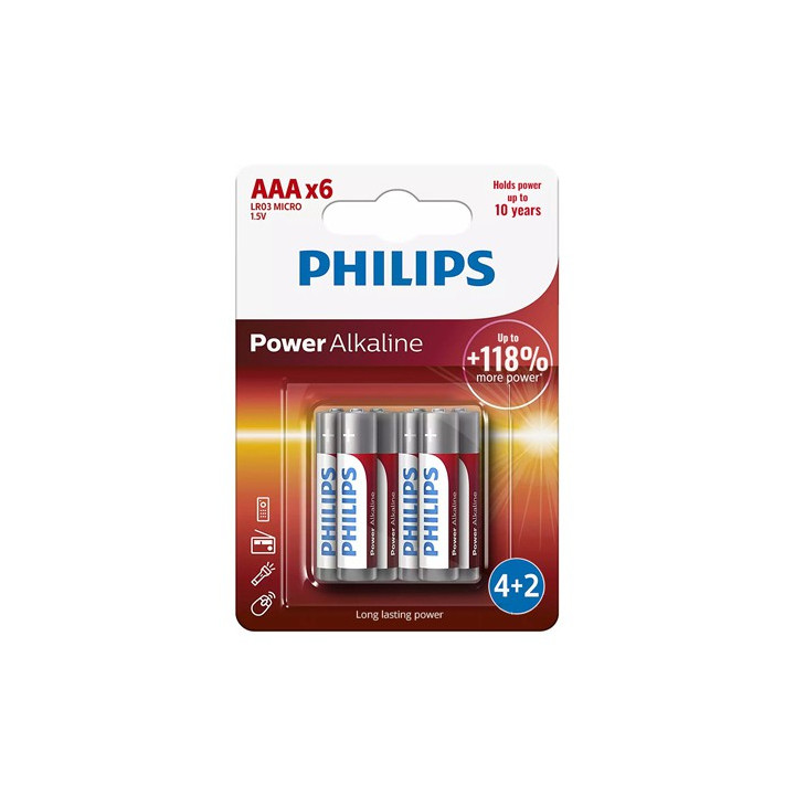 BATERIE POWER ALKALINE LR3 AAA BLISTER 6 BUC PHILIPS