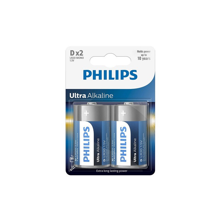 BATERIE ULTRA ALKALINE LR20 D BLISTER 2 BUC PHILIPS