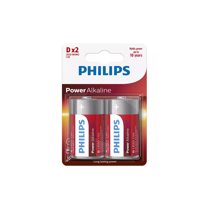 BATERIE POWER ALKALINE LR20 D BLISTER 2 BUC PHILIPS
