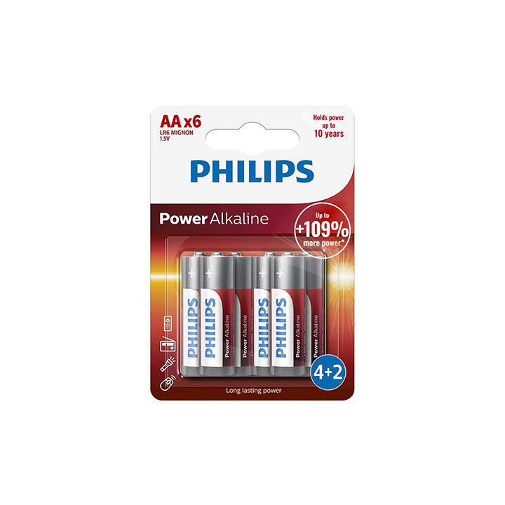 BATERIE POWER ALKALINE LR6 AA BLISTER 6 BUC PHILIPS