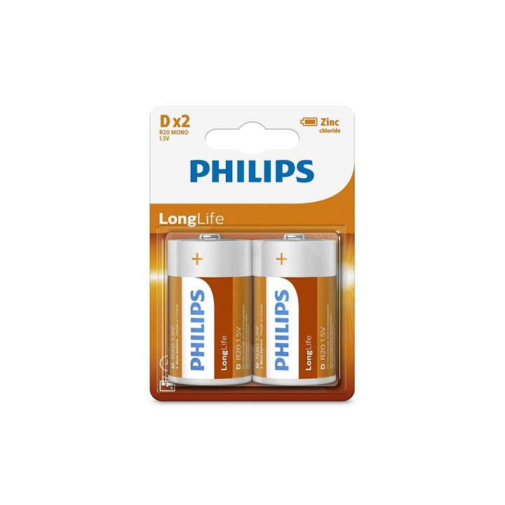 BATERIE LONGLIFE R20 D BLISTER 2 BUC PHILIPS
