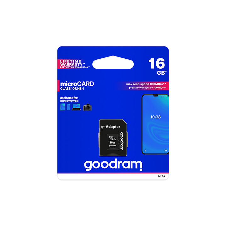 CARD MICROSD 16GB UHS-I CU ADAPTOR GOODRAM
