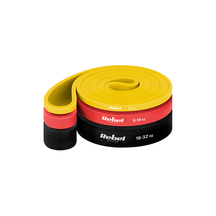 SET 3 BENZI ELASTICE LATEX POWER BAND 4-32KG REBELACTIV