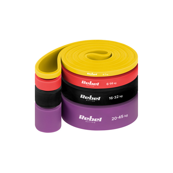 SET 4 BENZI ELASTICE LATEX POWER BAND 4-32KG REBELACTIV