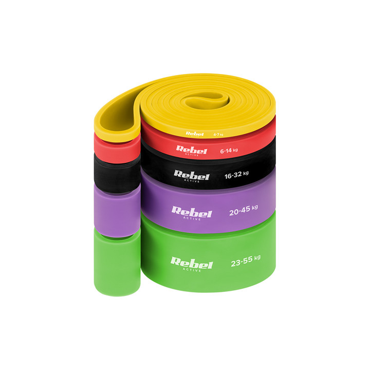 SET 5 BENZI ELASTICE TPE POWER BAND 4-55KG REBEL ACTIVE
