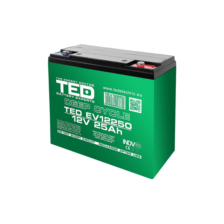 ACUMULATOR VEHICULE ELECTRICE DEEP CYCLE 12V 25AH TED